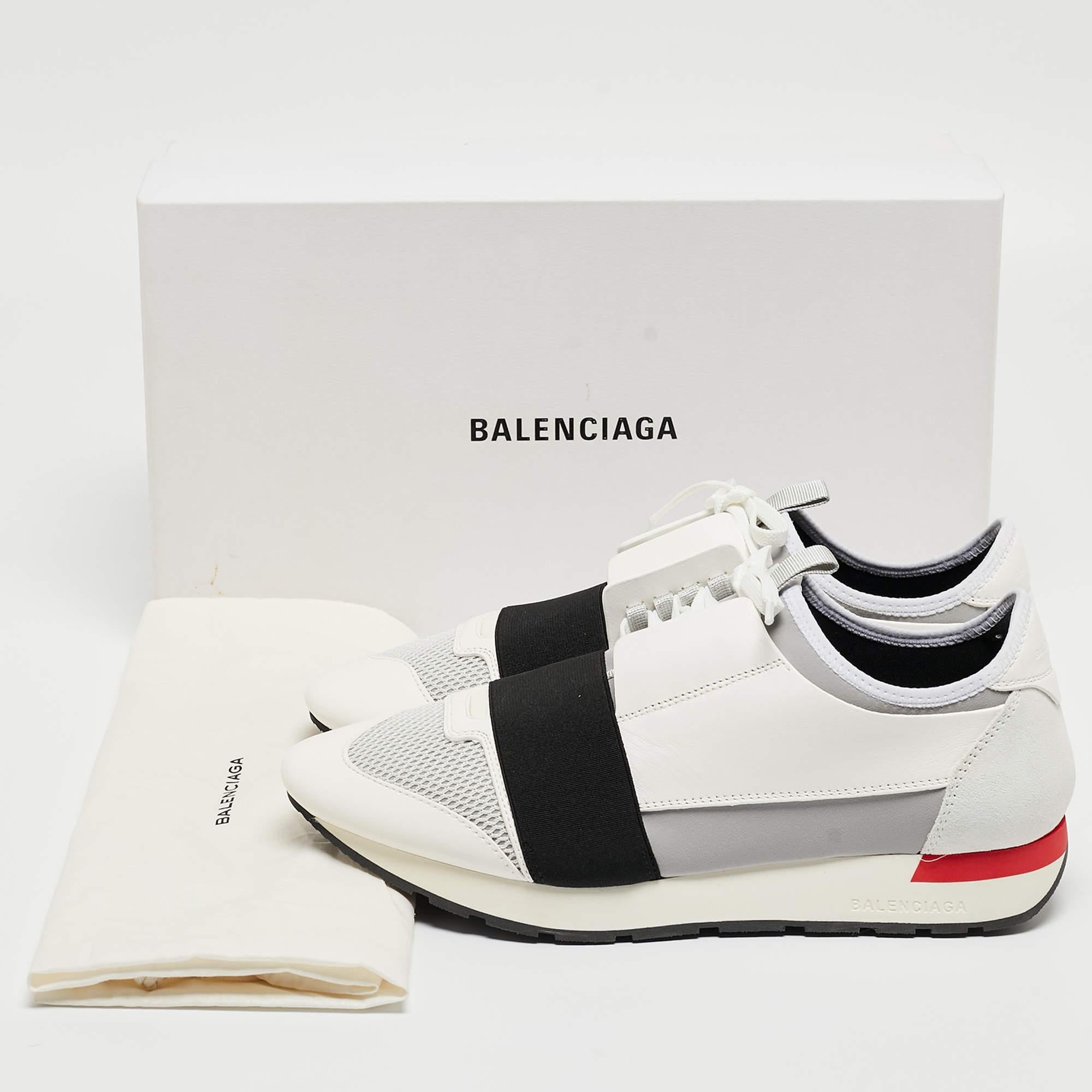 Balenciaga Multicolor Leather and Mesh Race Runner Low Top Sneakers Size 42 For Sale 6