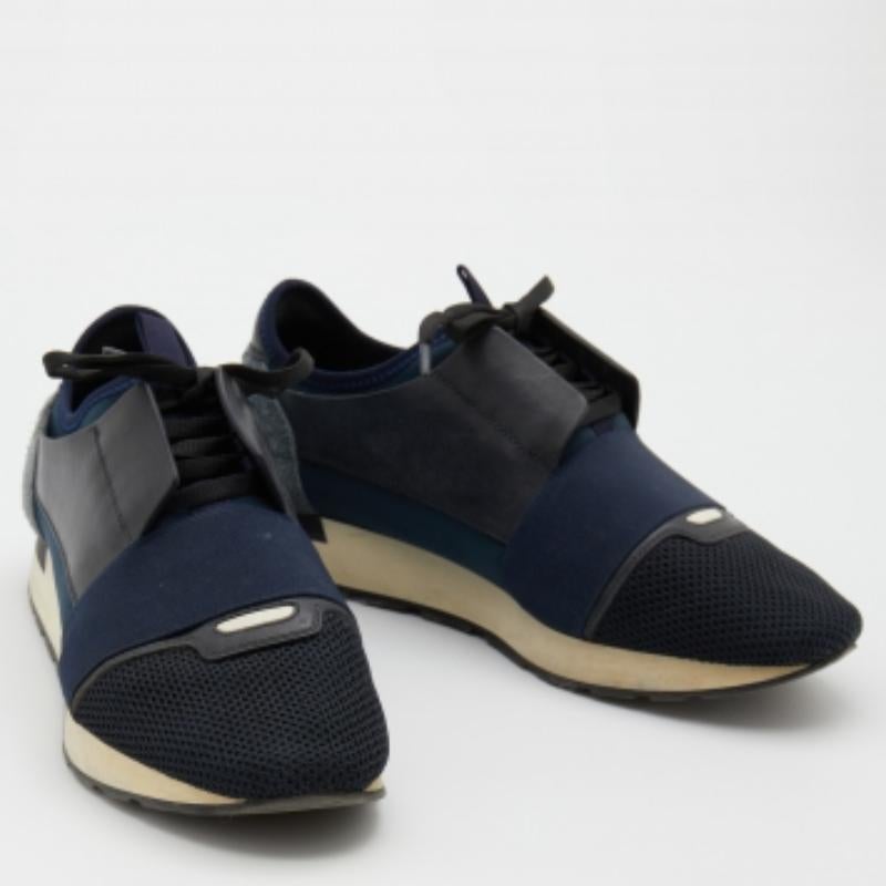 Men's Balenciaga Multicolor Leather and Mesh Race Runner Low Top Sneakers Size 42 For Sale