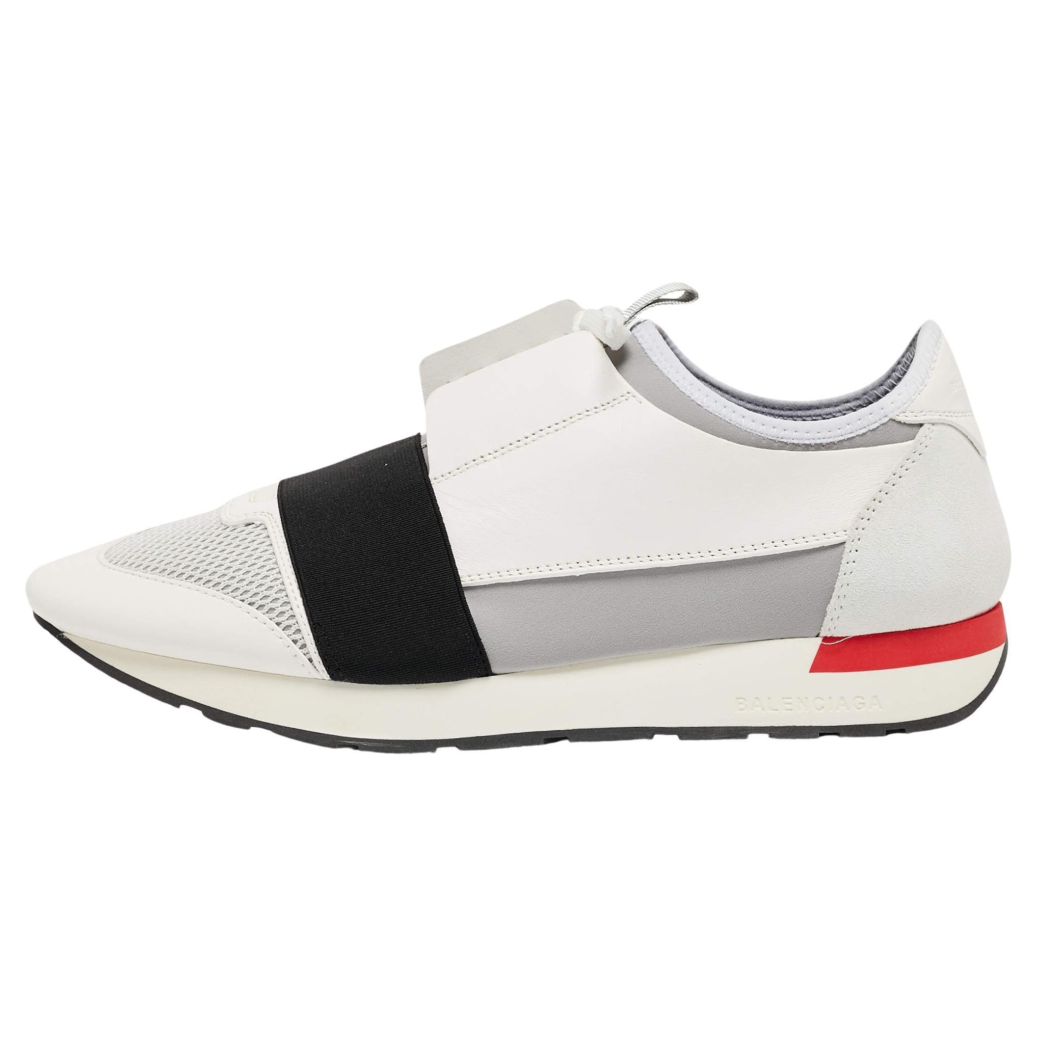 Balenciaga Multicolor Leather and Mesh Race Runner Low Top Sneakers Size 42 For Sale