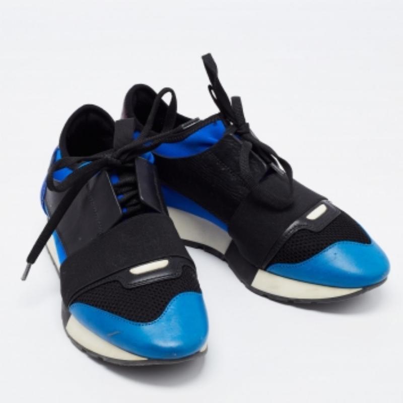 Balenciaga Cuir et cuir multicolore  Mesh Race Runner Sneakers Size 38 Bon état - En vente à Dubai, Al Qouz 2