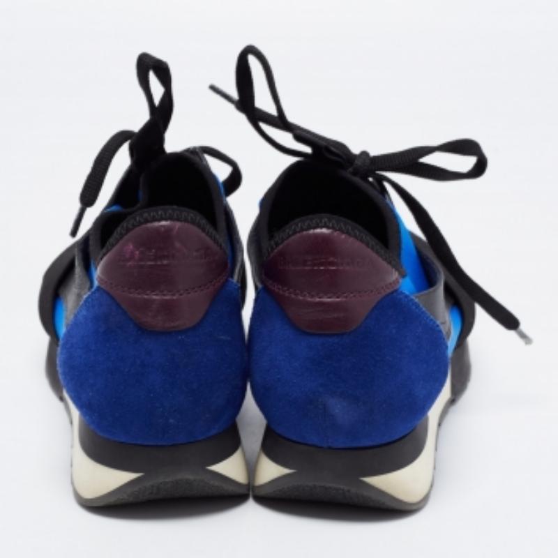 Balenciaga Cuir et cuir multicolore  Mesh Race Runner Sneakers Size 38 en vente 3