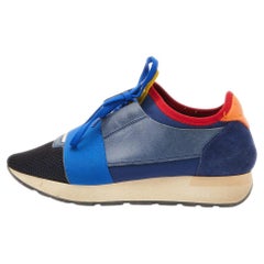 Balenciaga Multicolor Leather and Mesh Race Runner Sneakers Size 38