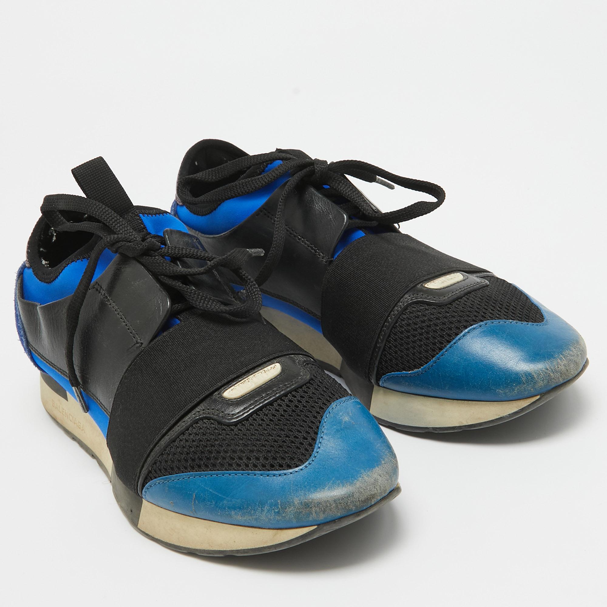 Balenciaga - Baskets de course en cuir et maille multicolores, taille 39 Excellent état - En vente à Dubai, Al Qouz 2
