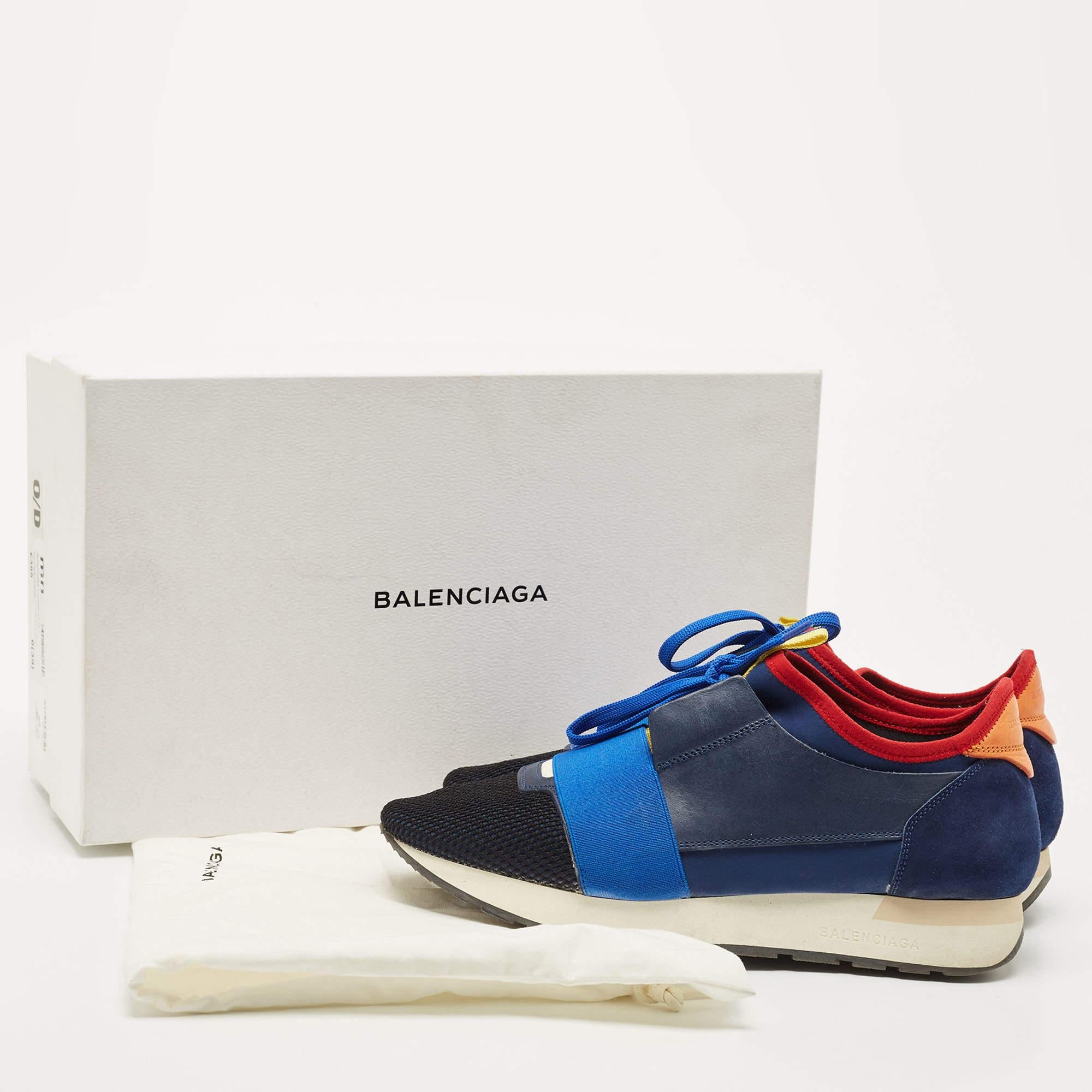 Balenciaga Multicolor Leather and Mesh Race Runner Sneakers Size 39 3