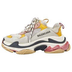 Balenciaga Multicolor Leather and Mesh Triple S Low Top Sneakers Size 35