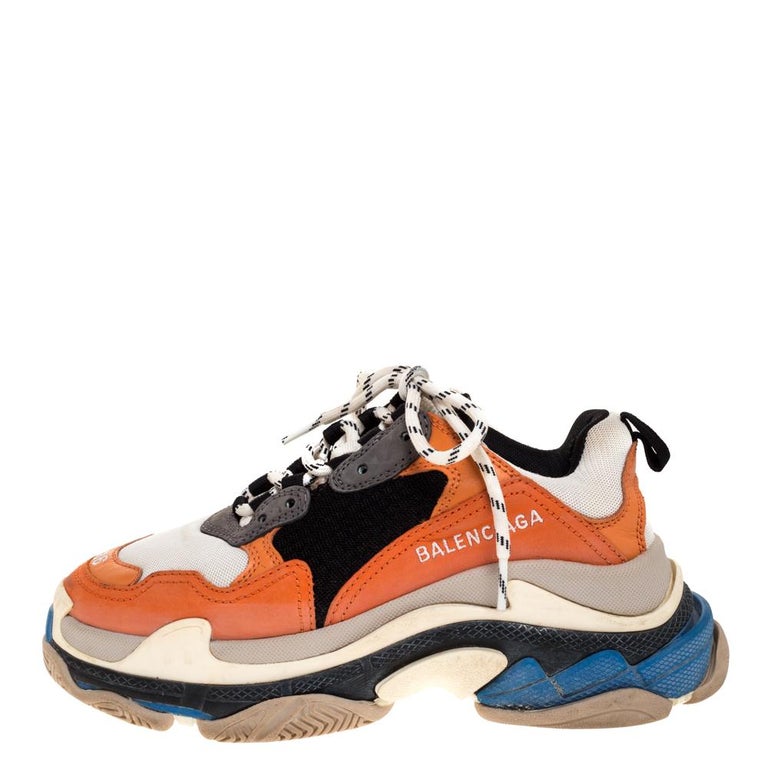 Balenciaga Multicolor Leather and Mesh Triple S Platform Sneakers Size ...