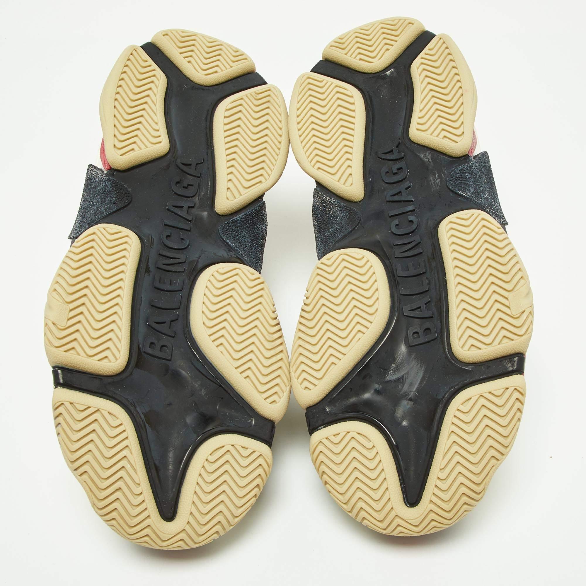 Balenciaga Multicolor Leather and Mesh Triple S Sneakers  2
