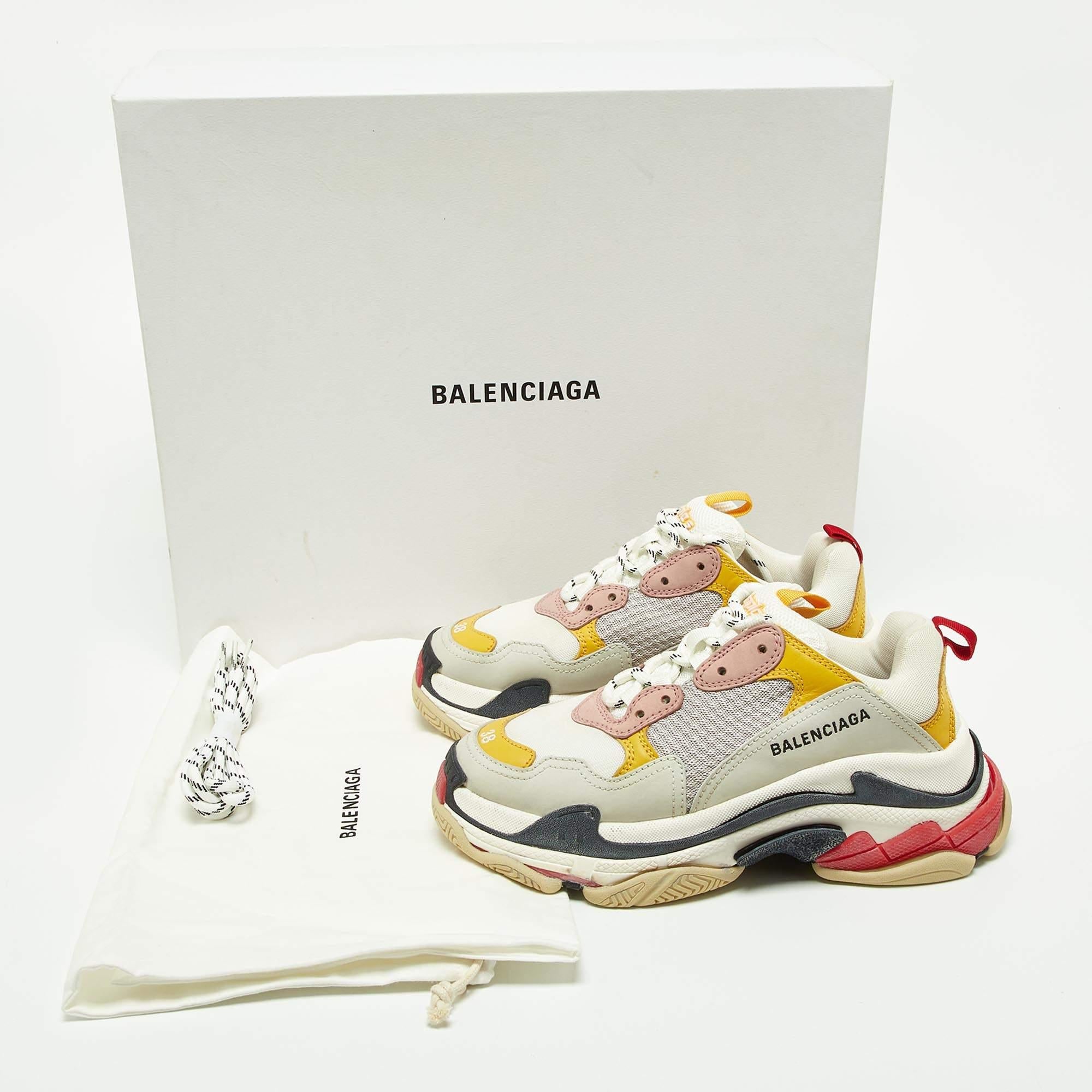 Balenciaga Multicolor Leather and Mesh Triple S Sneakers  3