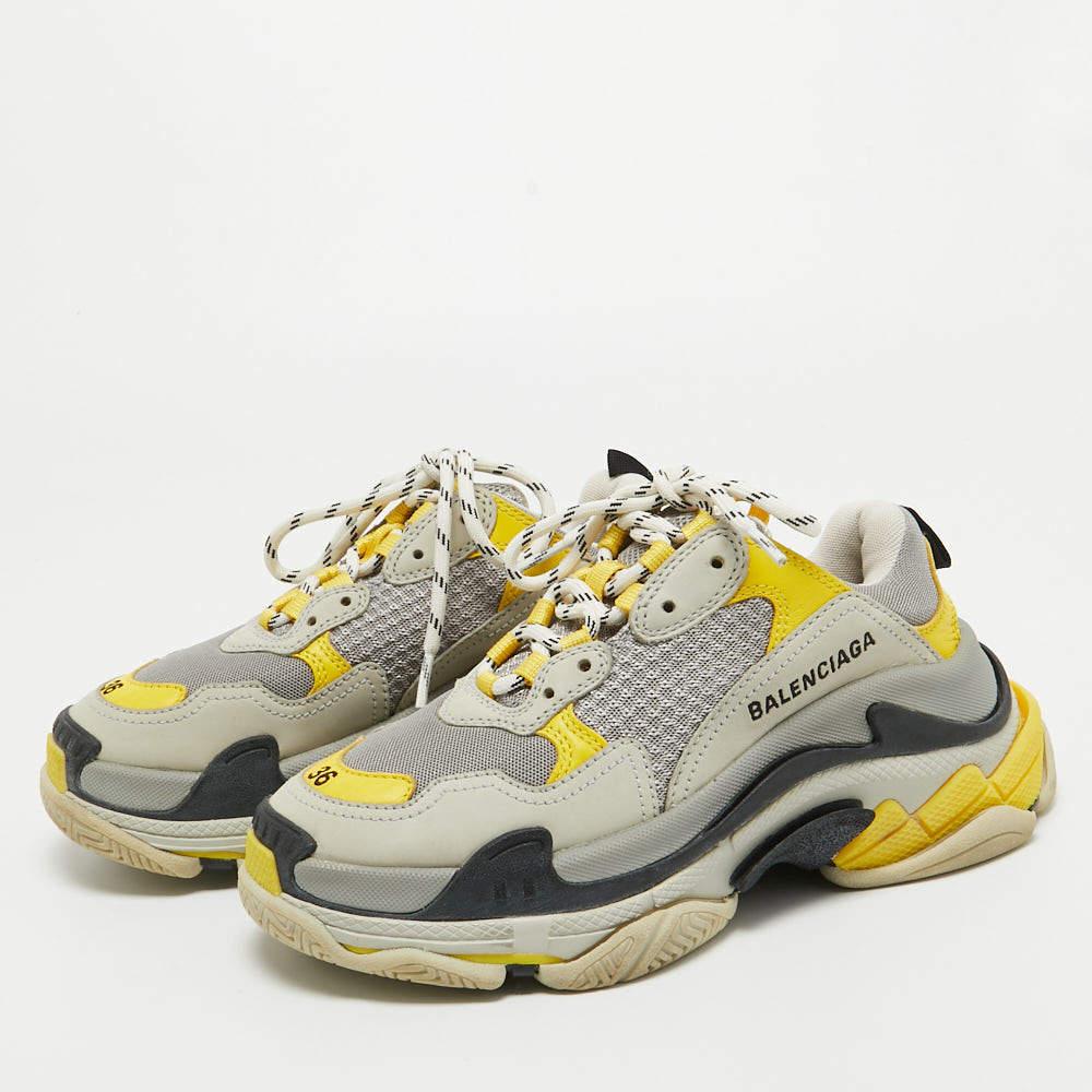 Balenciaga Multicolor Leather and Mesh Triple S Sneakers Size 36 For Sale 4