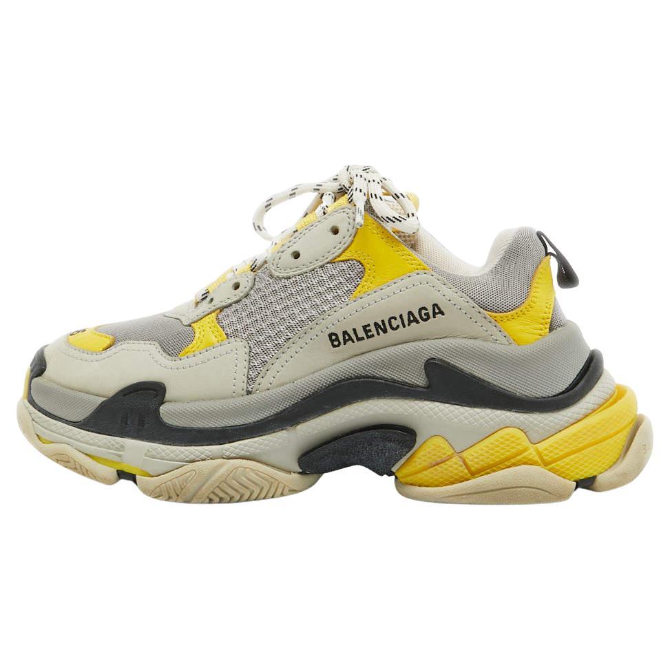 Balenciaga Multicolor Leather and Mesh Triple S Sneakers Size 36 For Sale