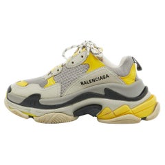 Used Balenciaga Multicolor Leather and Mesh Triple S Sneakers Size 36