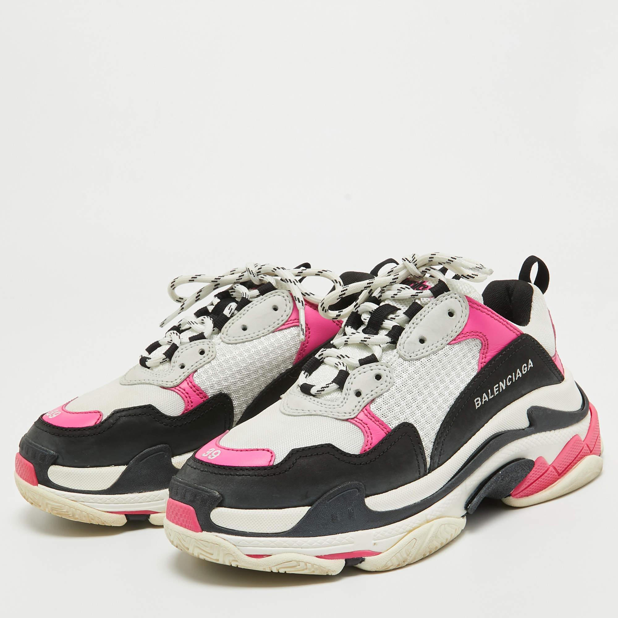 Balenciaga Multicolor Leather and Mesh Triple S Sneakers Size 39 For Sale 4