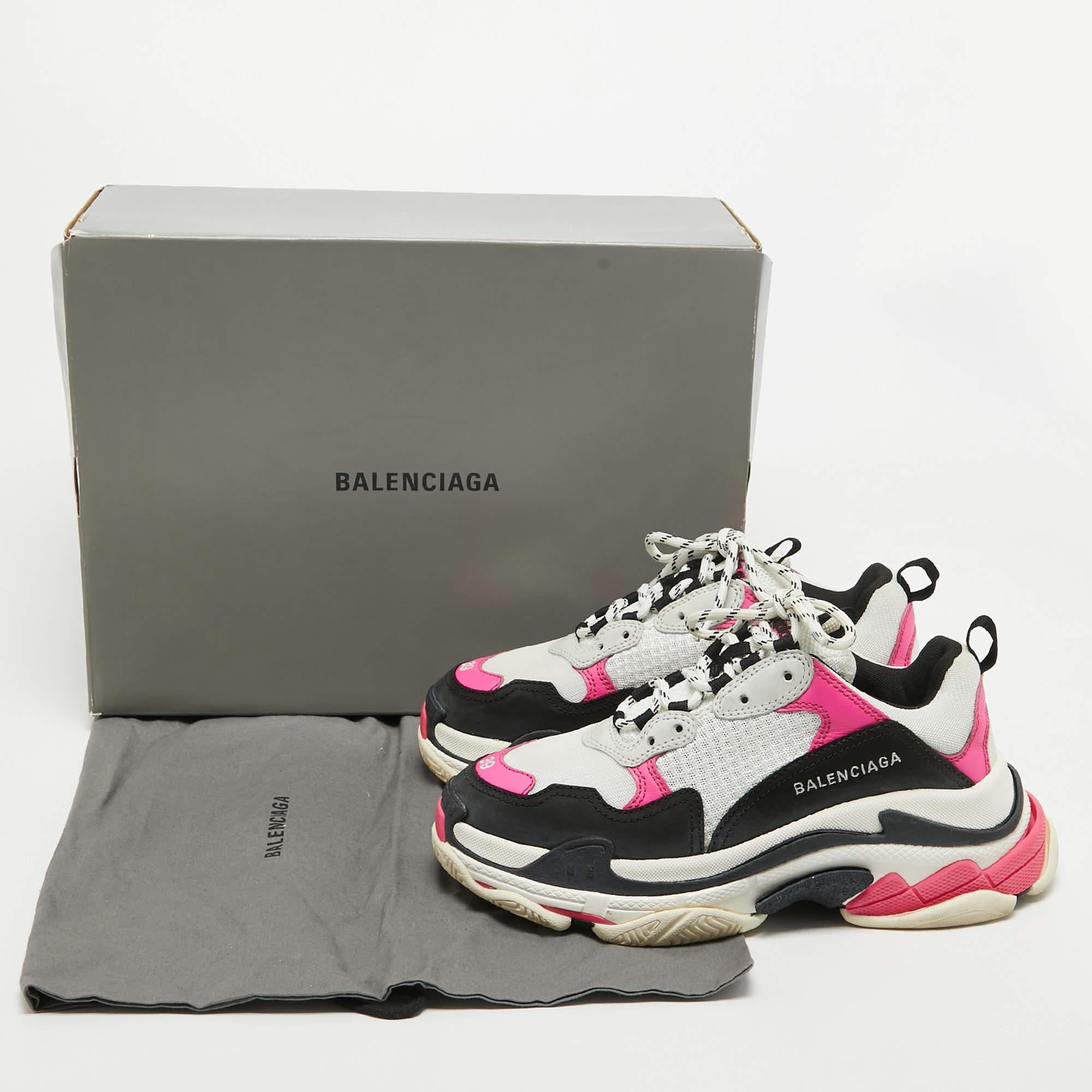 Balenciaga Multicolor Leather and Mesh Triple S Sneakers Size 39 For Sale 5