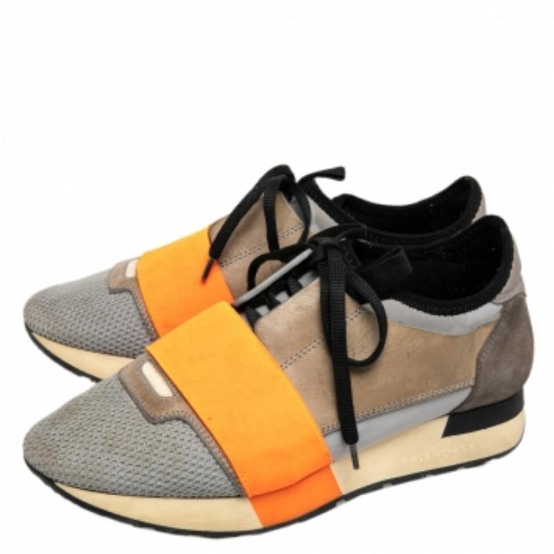 Baskets de course Balenciaga en cuir et daim multicolore taille 36 en vente 2