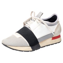 Balenciaga Multicolor Leather And Suede Race Runner Sneakers Size 38