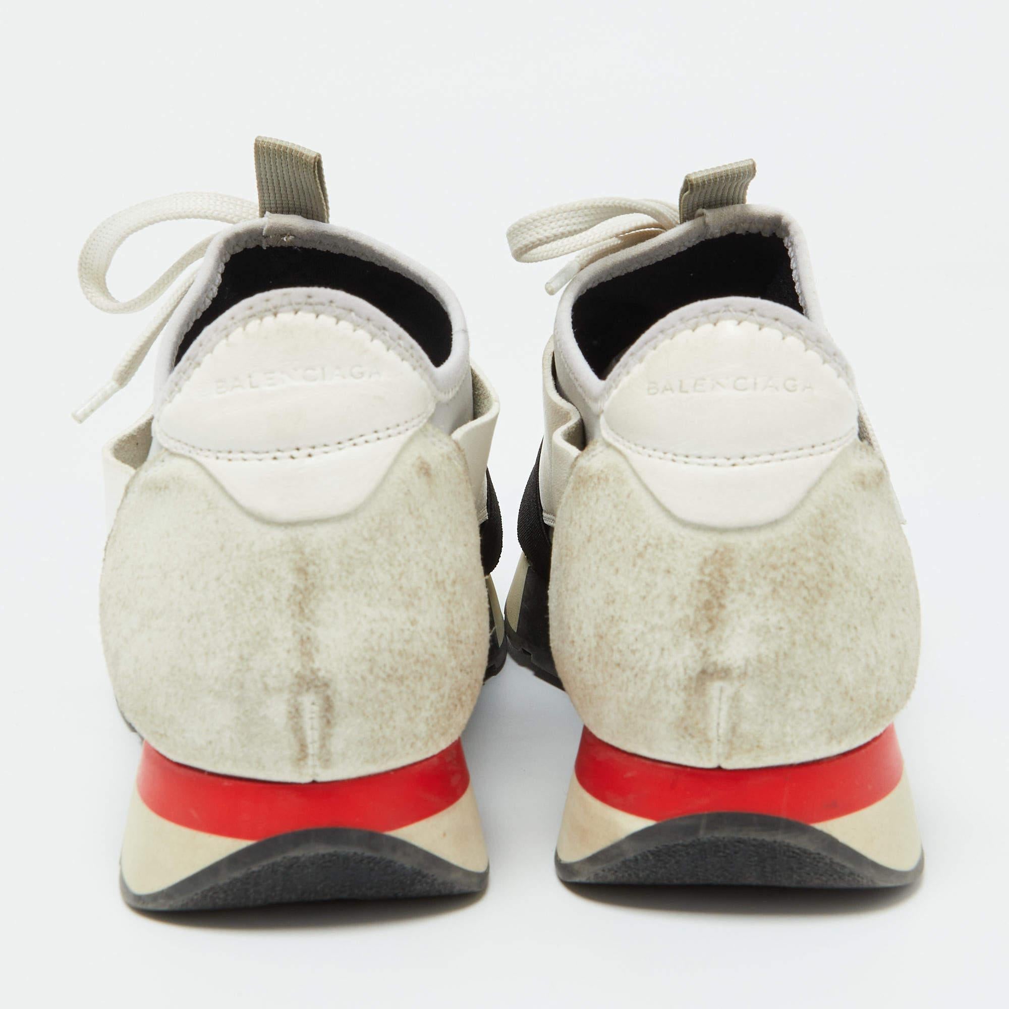 Balenciaga Multicolor Leder Mesh Wildleder Race Runner Low Top Turnschuhe Größe 40 Damen im Angebot
