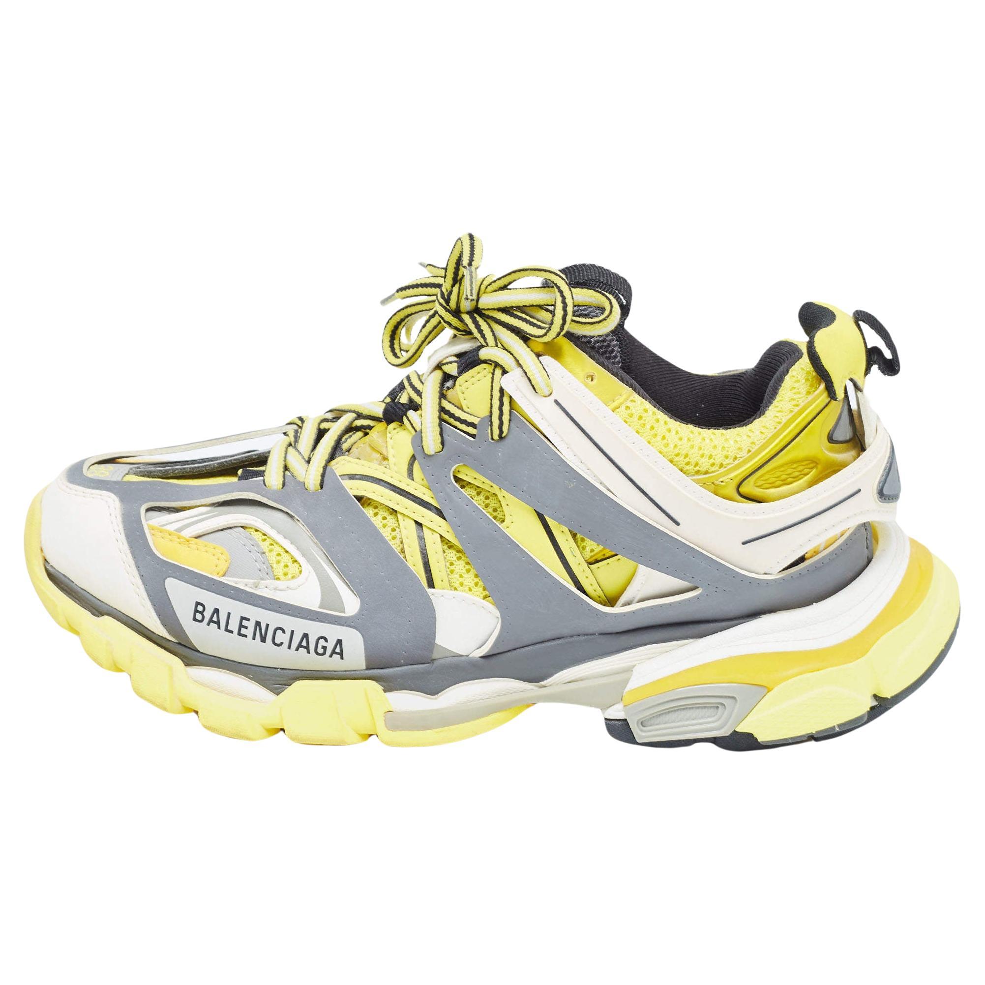 Balenciaga Multicolor Mesh and Faux Leather Track Sneakers Size 38 For Sale