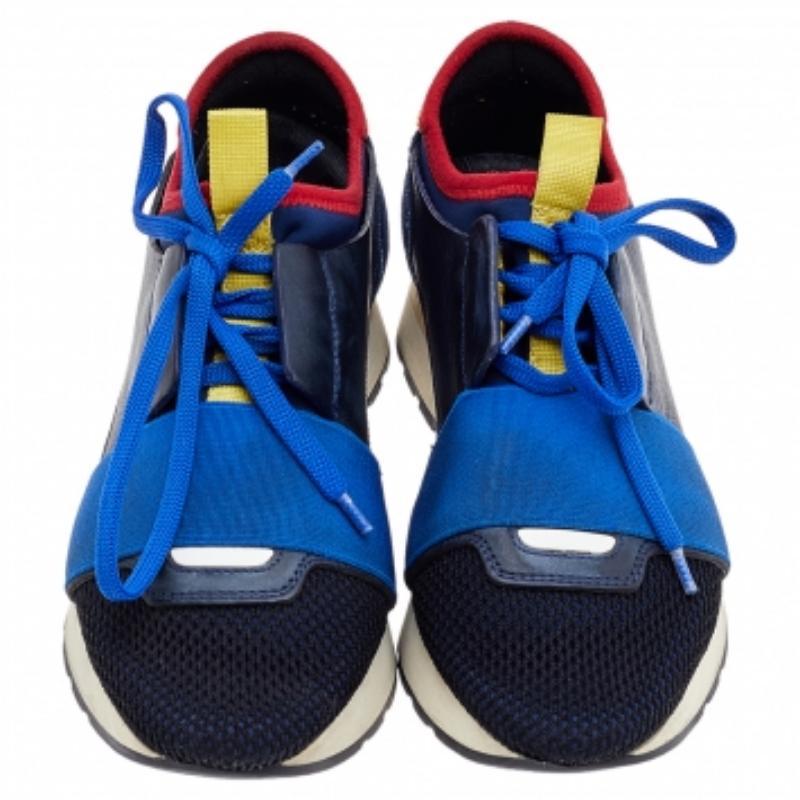Baskets de course Balenciaga en maille et cuir multicolore, taille 35 2