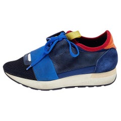 Balenciaga Multicolor Mesh And Leather Race Runner Low Top Sneakers Size 35