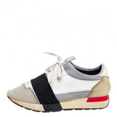 Balenciaga Multicolor Mesh And Leather Race Runner Low Top Sneakers Size 38