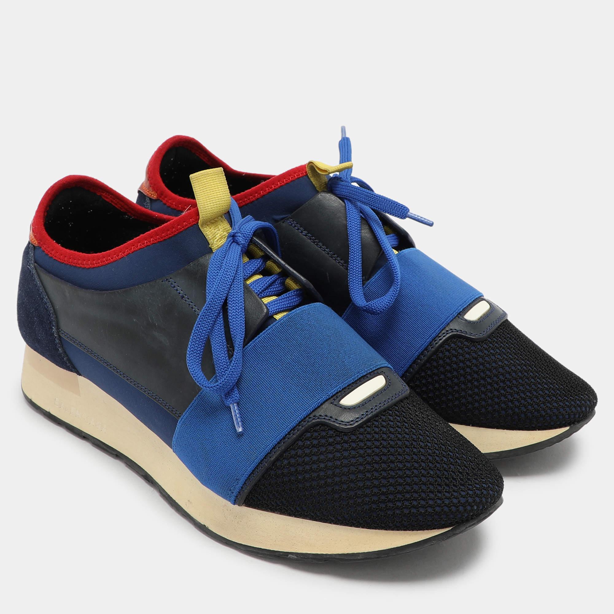 Baskets de course Balenciaga en maille et cuir multicolore, taille 40 Bon état - En vente à Dubai, Al Qouz 2
