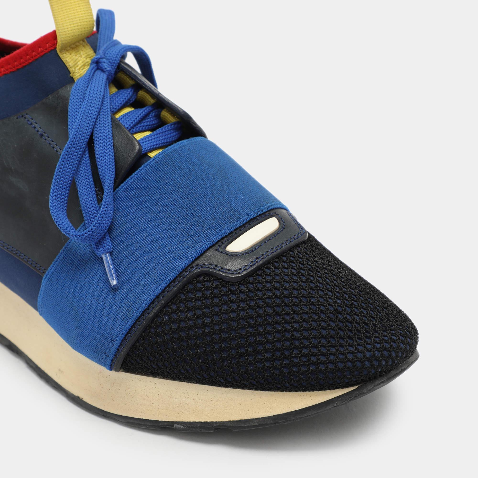 Baskets de course Balenciaga en maille et cuir multicolore, taille 40 en vente 2