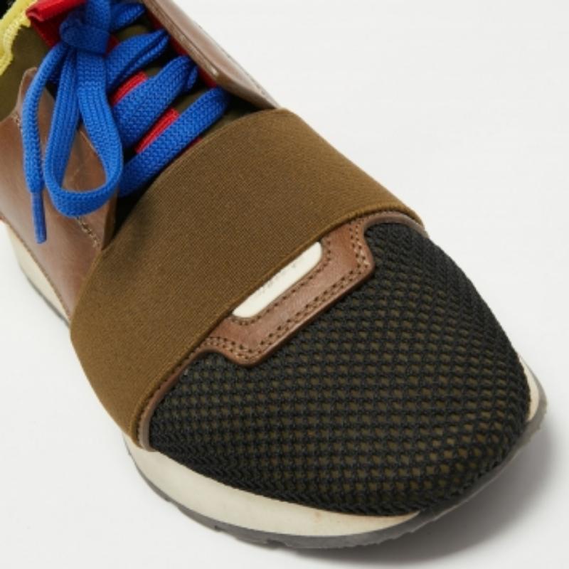 Noir Balenciaga - Baskets de course en cuir et maille multicolore, taille 37 en vente