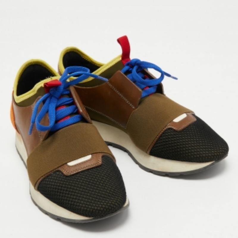 Balenciaga - Baskets de course en cuir et maille multicolore, taille 37 Pour femmes en vente