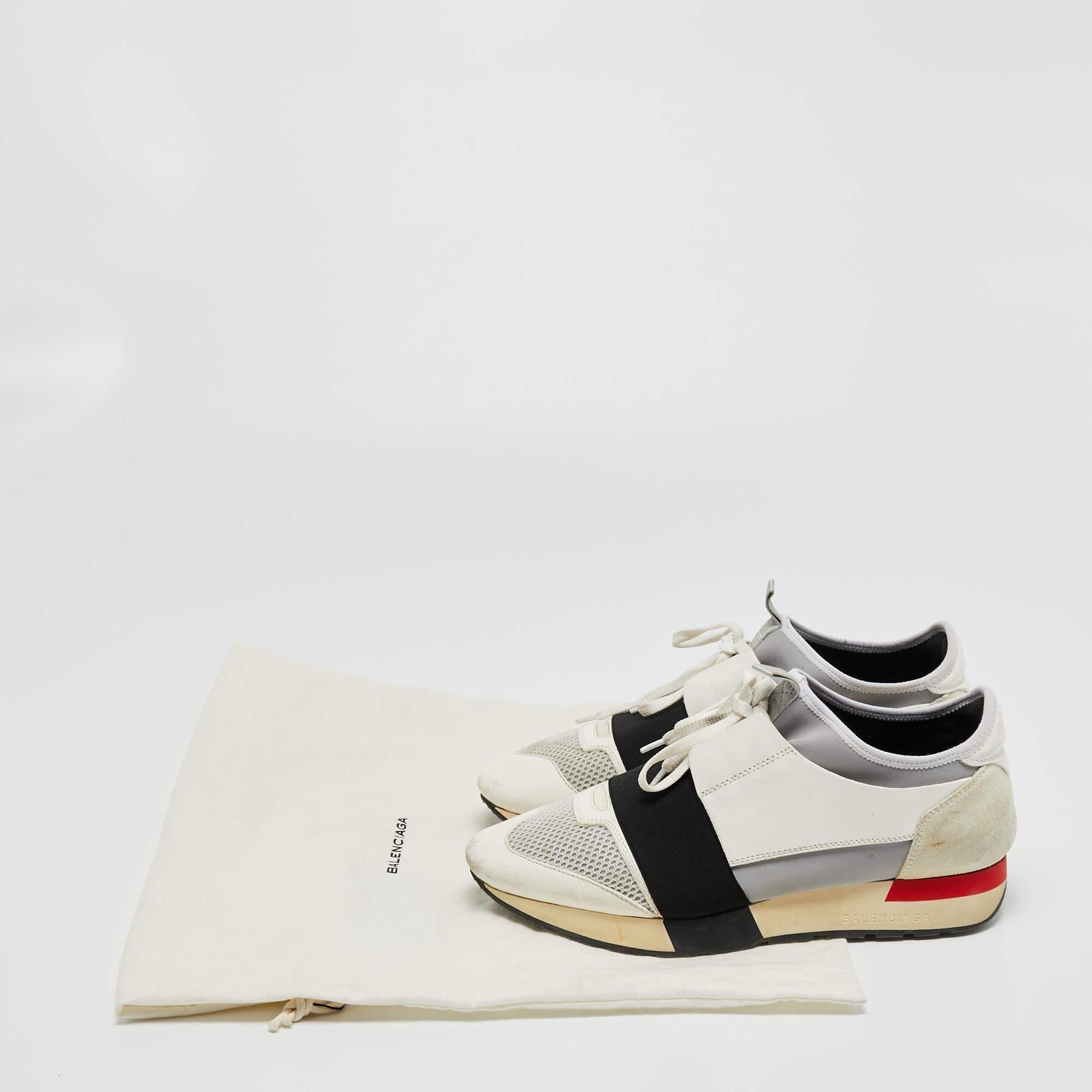 Balenciaga Multicolor Mesh and Leather Race Runner Sneakers Size 39 5