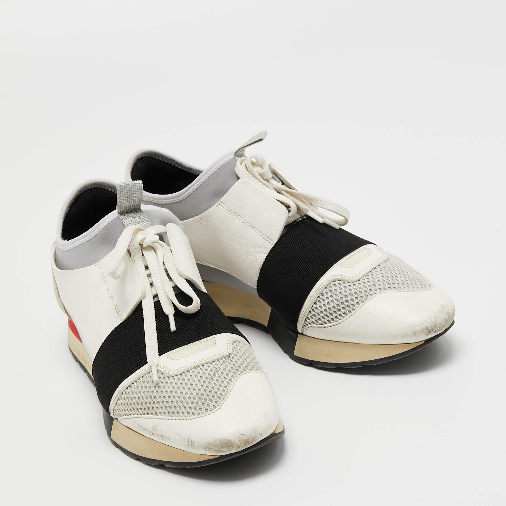 Balenciaga Multicolor Mesh and Leather Race Runner Sneakers Size 39 In Fair Condition In Dubai, Al Qouz 2
