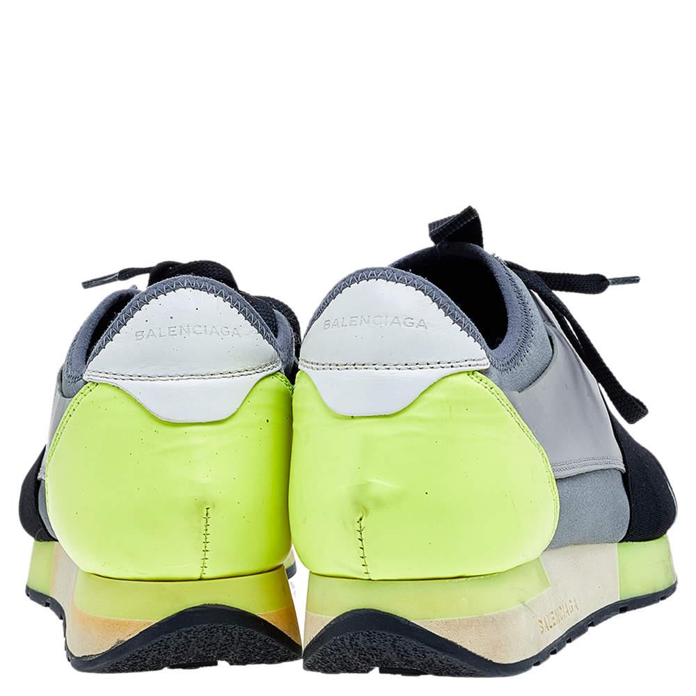 Balenciaga Multicolor Mesh And Leather Race Runner Sneakers Size 39 In Good Condition For Sale In Dubai, Al Qouz 2