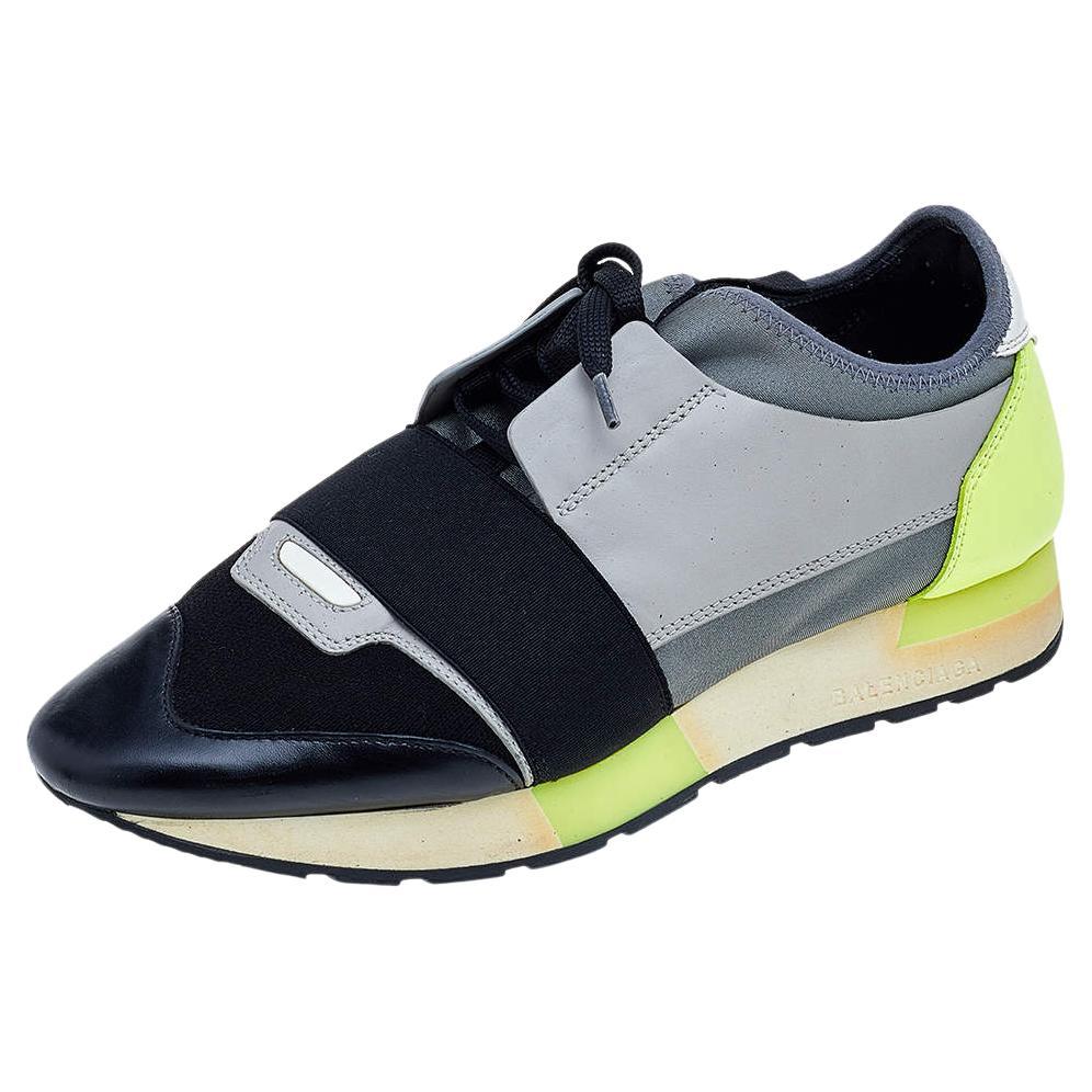 Balenciaga Multicolor Mesh And Leather Race Runner Sneakers Size 39 For Sale