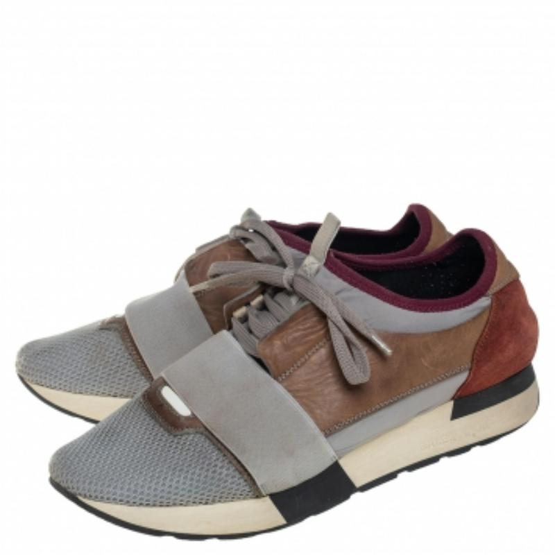 Balenciaga Multicolor Mesh And Leather Race Runner Sneakers Size 40 For Sale 2