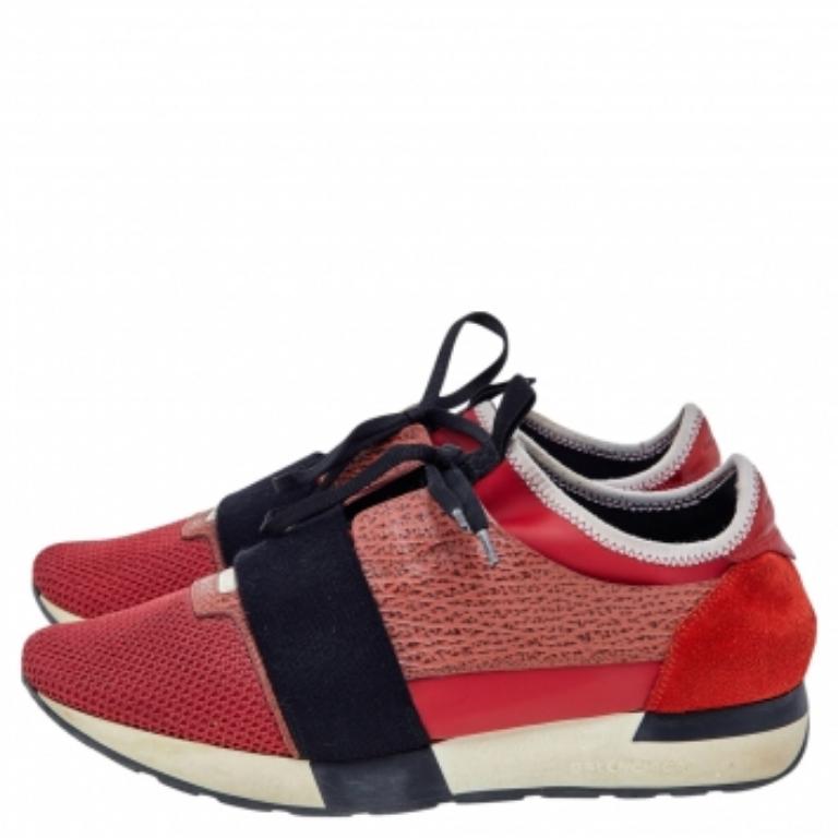 Marron Balenciaga - Baskets de course en cuir et maille multicolore, taille 41 en vente