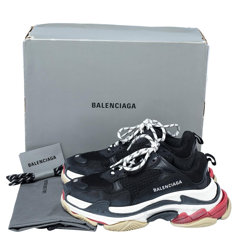 Balenciaga Multicolor Mesh and Leather Triple S Clear Sole Sneakers Size 39 In Good Condition In Dubai, Al Qouz 2