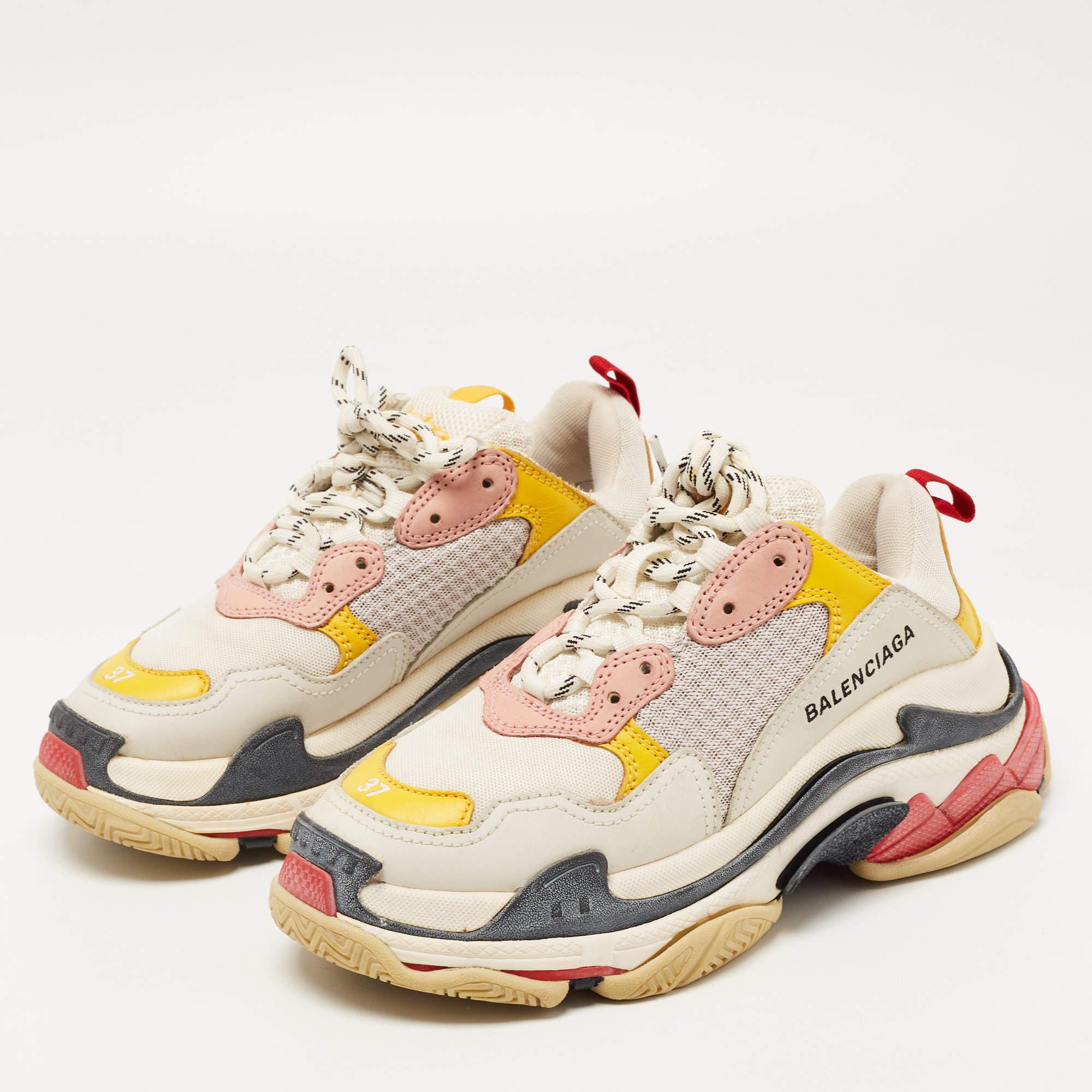 Women's Balenciaga Multicolor Mesh and Leather Triple S Sneakers Size 37