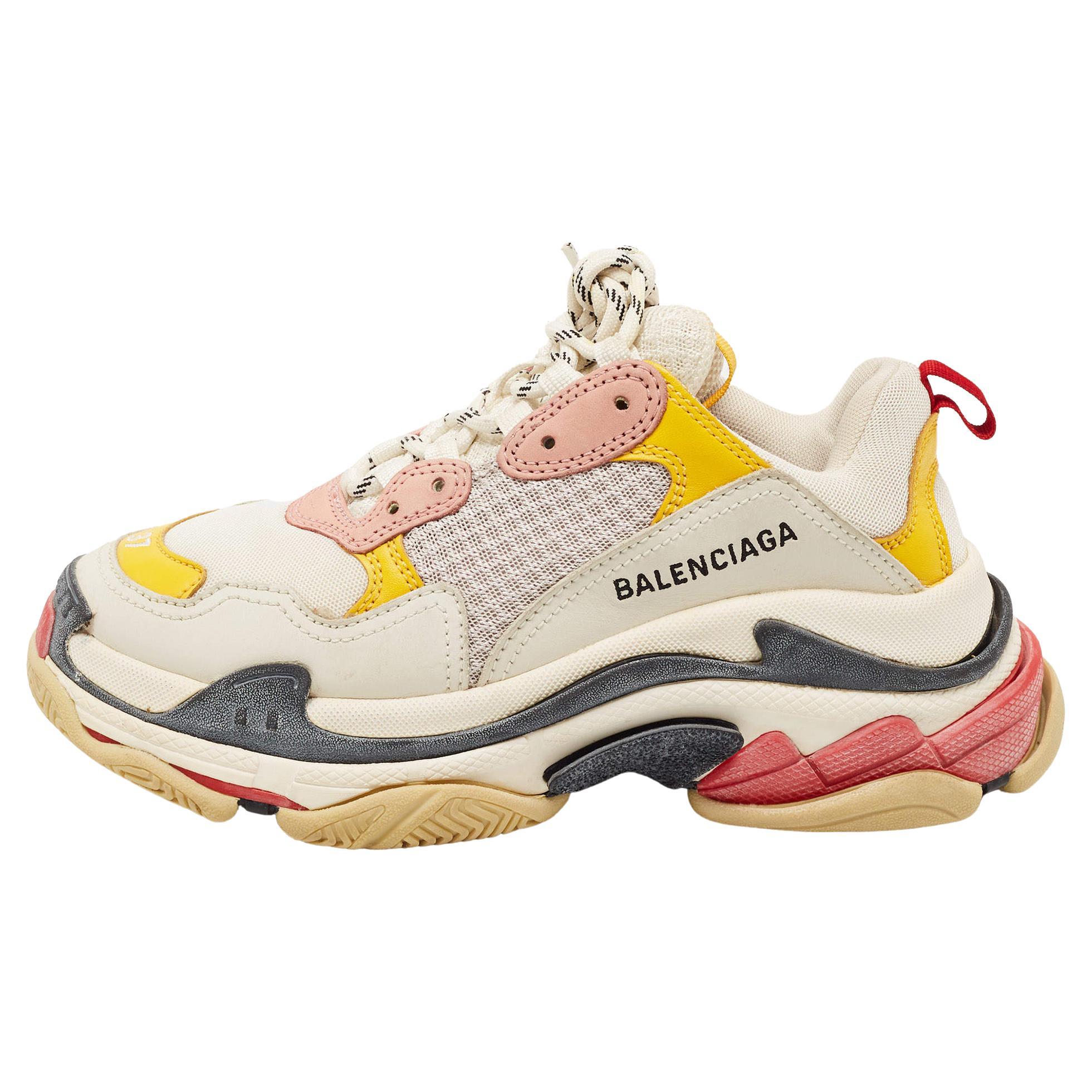 Balenciaga Multicolor Leather And Mesh Triple S Platform Sneakers
