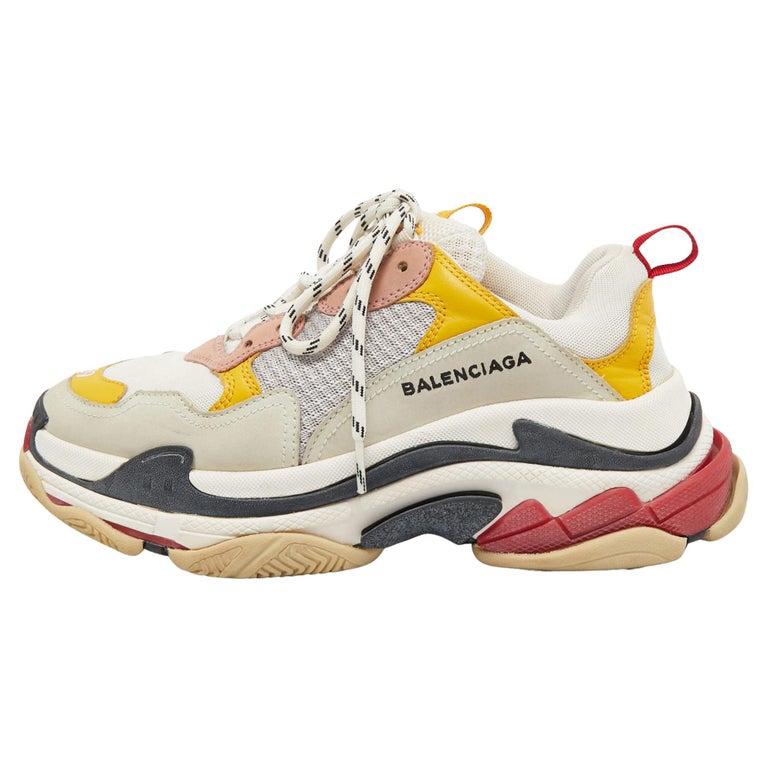 Balenciaga Multicolor Mesh and Leather Triple S Sneakers Size For Sale at 1stDibs