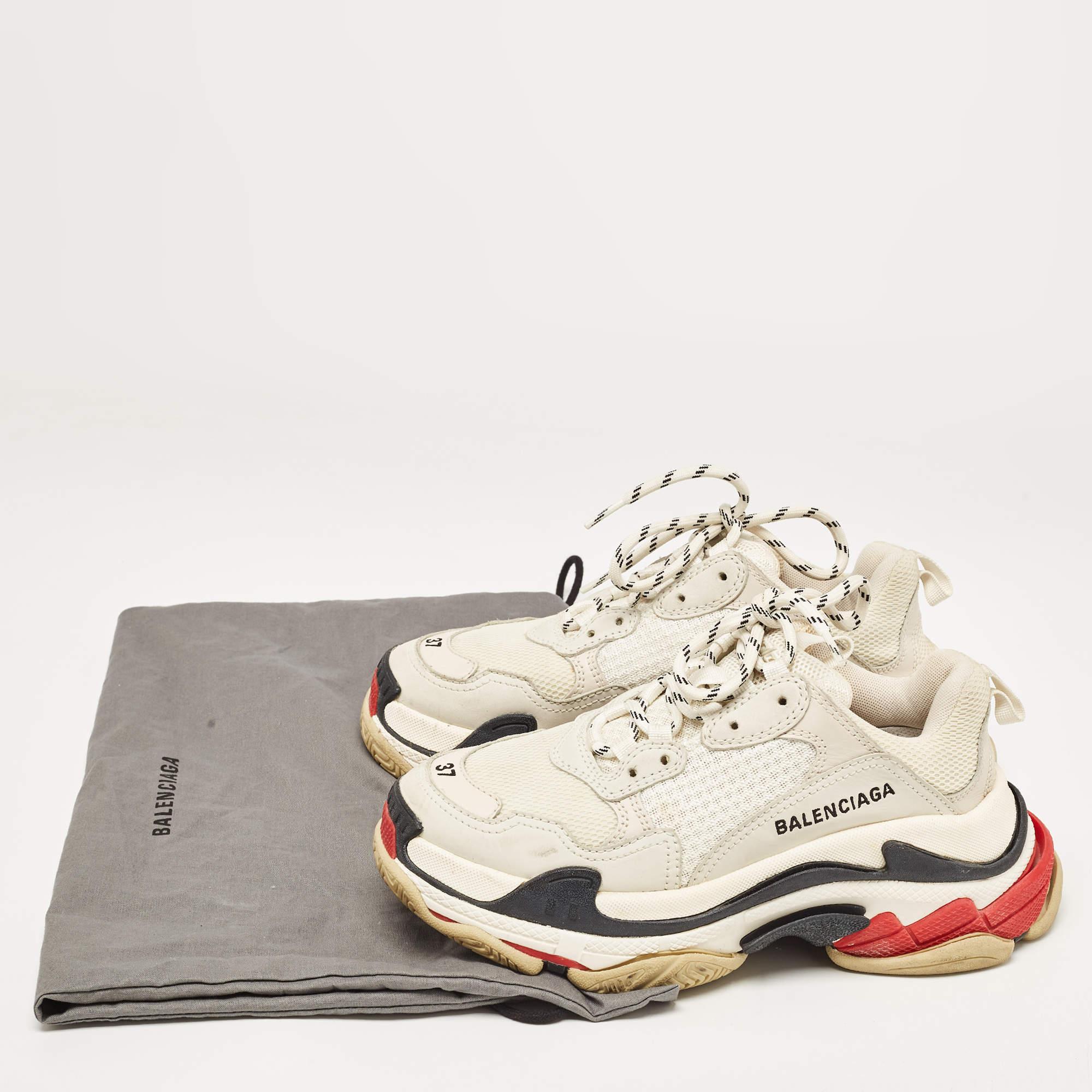 Balenciaga Multicolor Mesh and Nubuck Leather Triple S Low Top Sneakers Size 37 For Sale 5