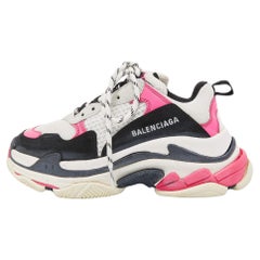 Balenciaga Multicolor Mesh and Nubuck Triple S Sneakers Size 36