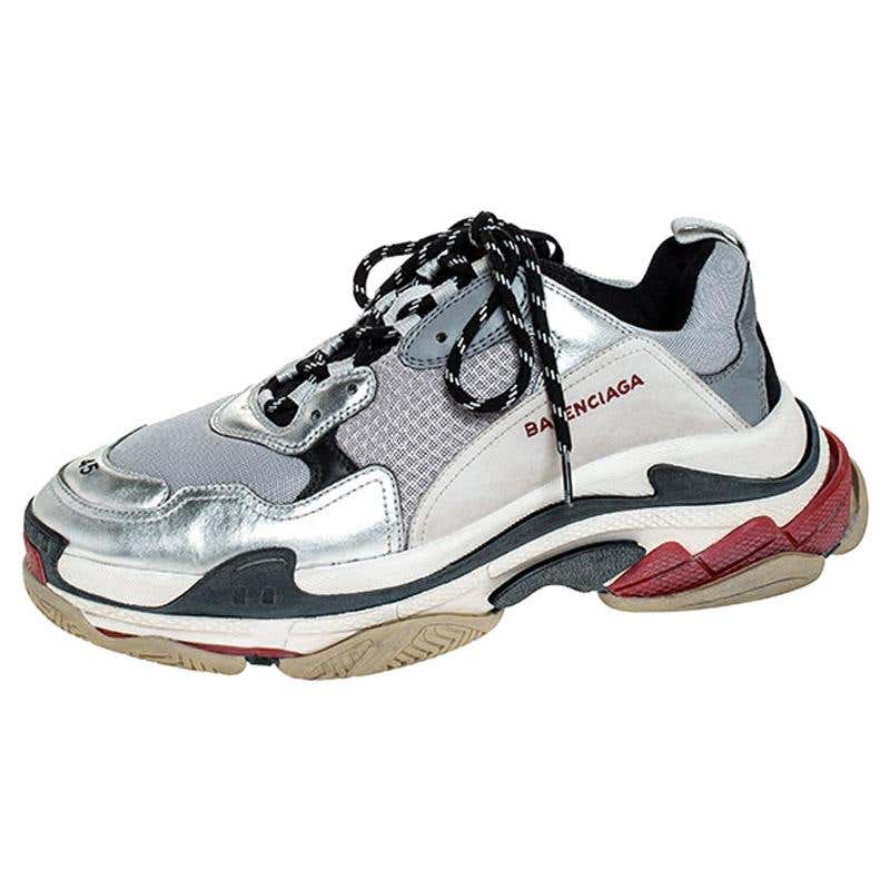Balenciaga Multicolor Mesh Nubuck And Leather Triple S Platform Sneakers Size 45 For Sale at 1stDibs