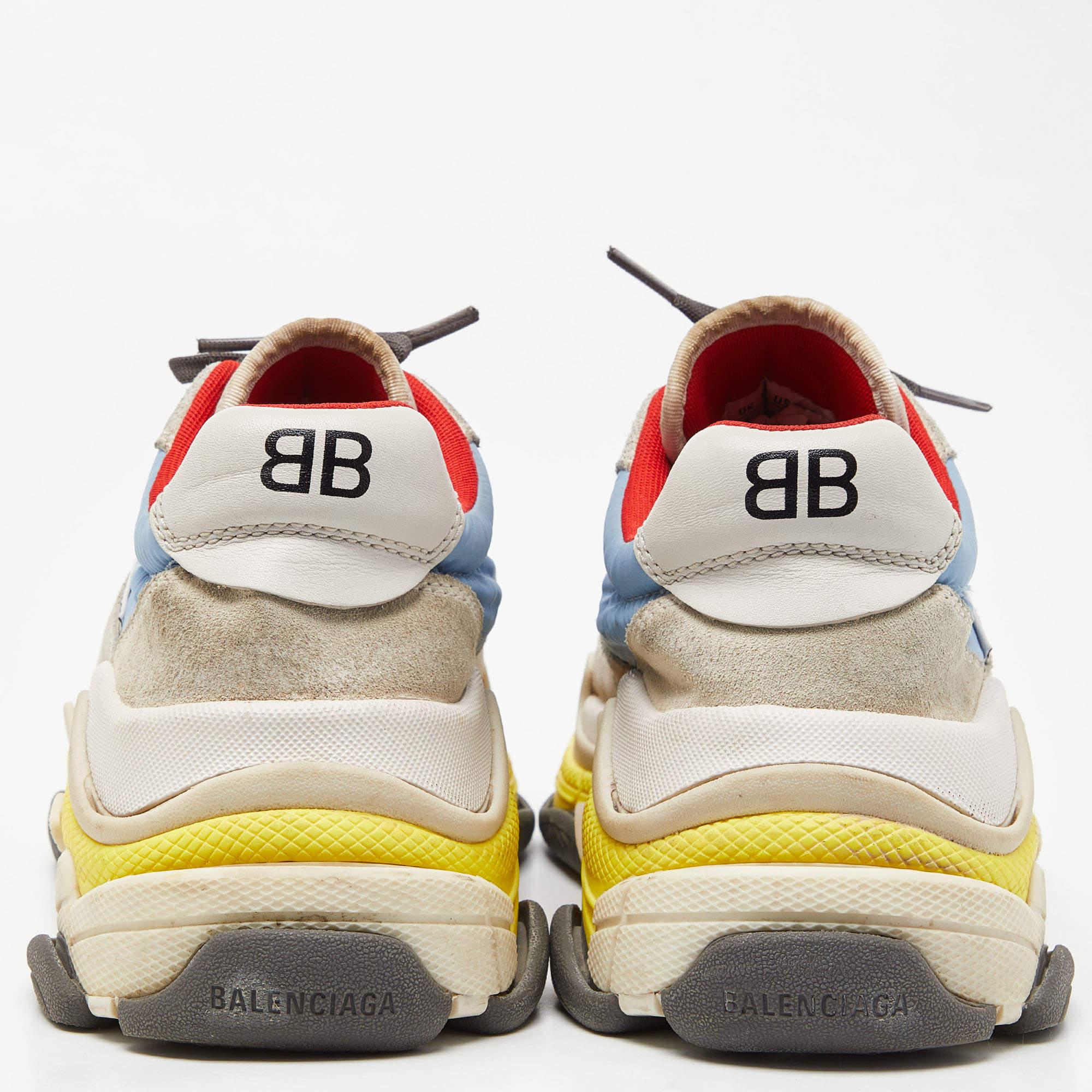 Balenciaga Multicolor Nylon and Suede Triple S Sneakers Size 40 For Sale 4
