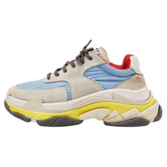 Balenciaga Multicolor Nylon and Suede Triple S Sneakers Size 40