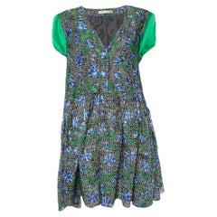 Balenciaga Multicolor Printed Embroidered Cotton & Silk Mini Dress M