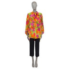BALENCIAGA multicolor silk 2021 TULIP OVERSIZED PUSSY BOW Blouse Shirt 34 XXS