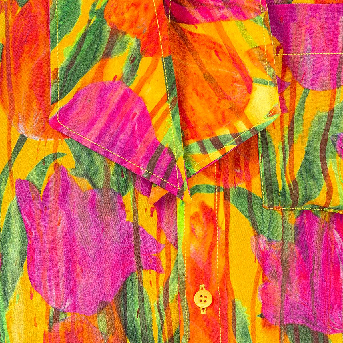 Women's BALENCIAGA multicolor silk 2021 TULIP OVERSIZED PUSSY BOW Blouse Shirt 34 XXS For Sale