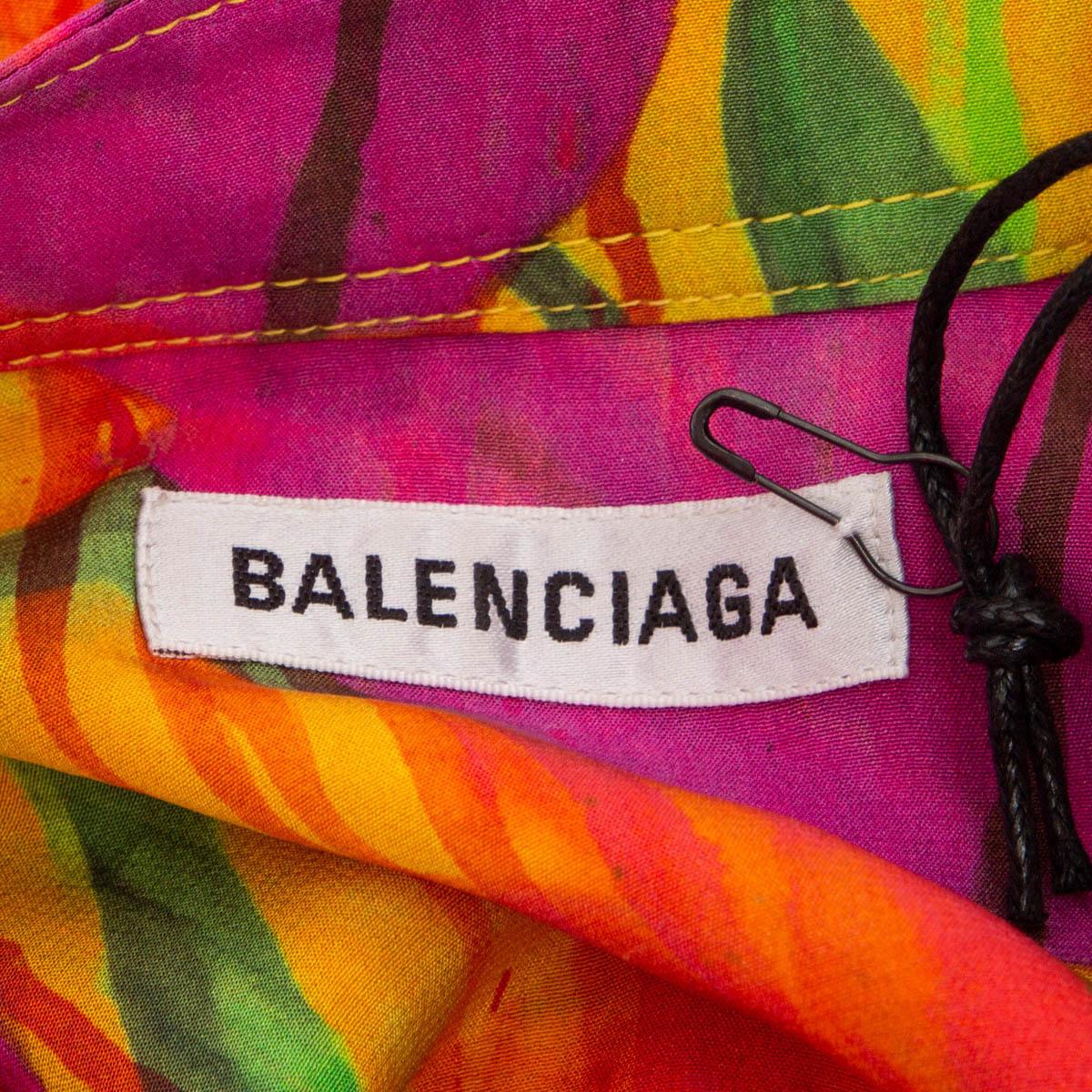 BALENCIAGA multicolor silk 2021 TULIP OVERSIZED PUSSY BOW Blouse Shirt 34 XXS For Sale 1