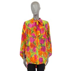 BALENCIAGA multicolor silk 2021 TULIP OVERSIZED PUSSY BOW Blouse Shirt 34 XXS