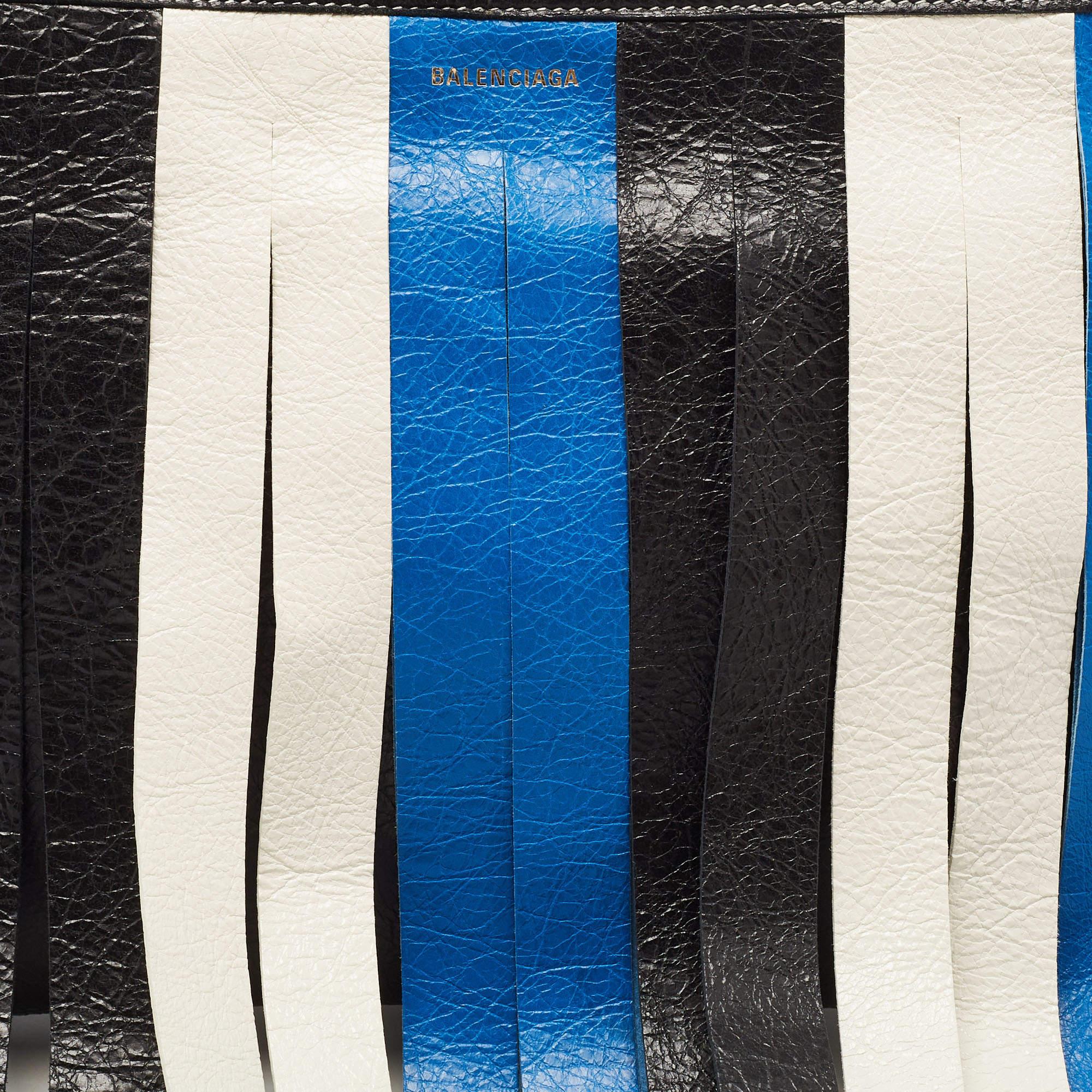 Balenciaga Multicolor Stripe Leather Bazar Fringe Clutch 3