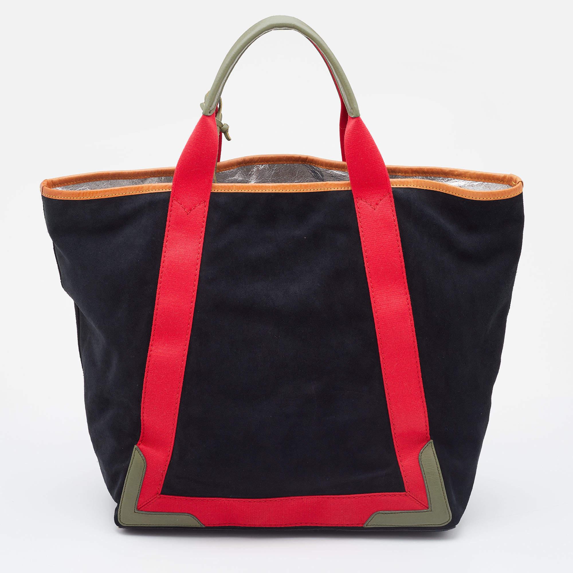 Women's Balenciaga Multicolor Suede and Leather Alphabet Shopper Tote